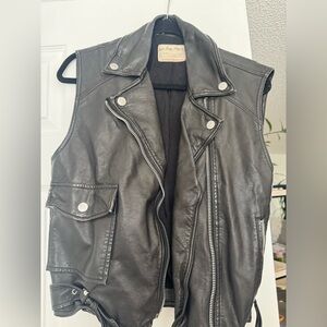 Free People Faux Leather Moto Vest